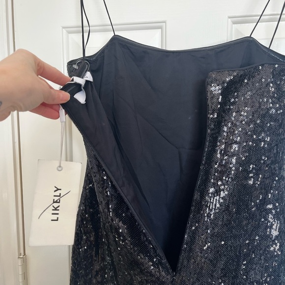 Likely NWT Lilia Ruffle Sequin Mini Dress Black 2 - Picture 5 of 7
